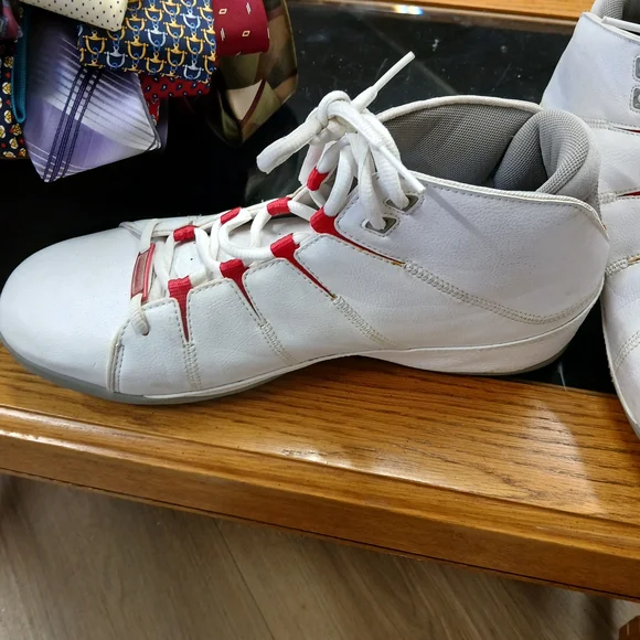Converse White and Red High-Top Sneakers
